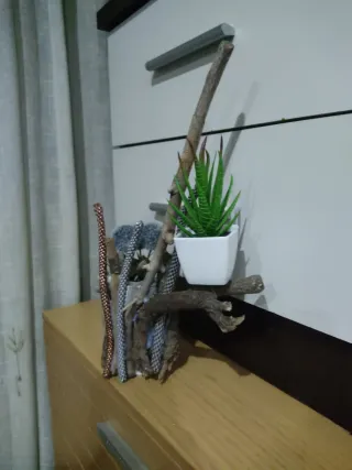 Decoración de madera pura naturaleza ramas/macetas