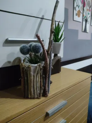 Decoración de madera pura naturaleza ramas/macetas