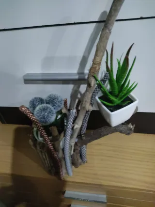 Decoración de madera pura naturaleza ramas/macetas