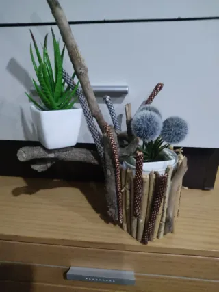 Decoración de madera pura naturaleza ramas/macetas