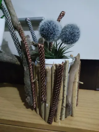 Decoración de madera pura naturaleza ramas/macetas