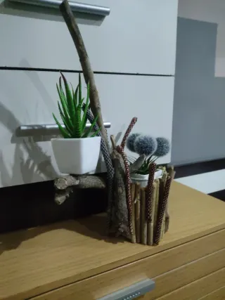 Decoración de madera pura naturaleza ramas/macetas