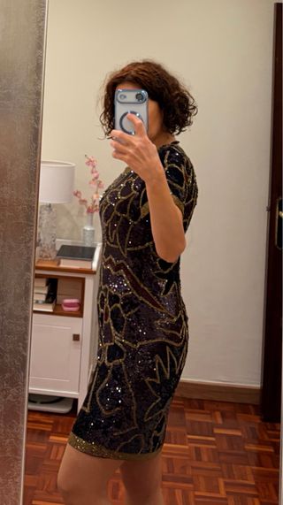 Vestido Adolfo Dominguez Negro y Dorado