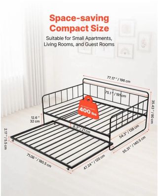 Estructura Sofá Cama Metálico Negro