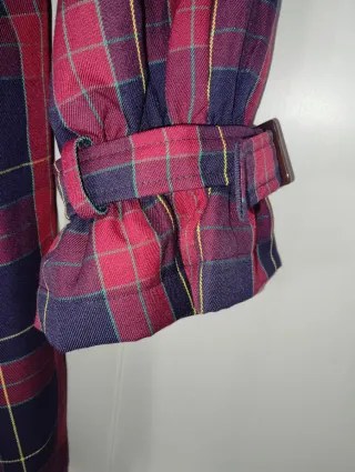 Gabardina Tartán  azul marino y burdeos
