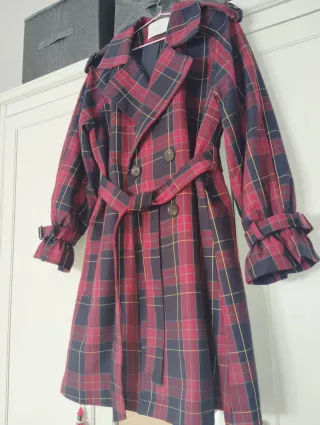 Gabardina Tartán  azul marino y burdeos