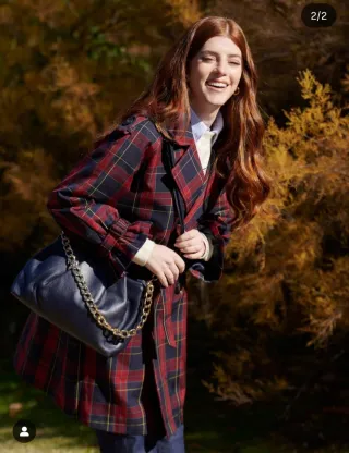 Gabardina Tartán  azul marino y burdeos