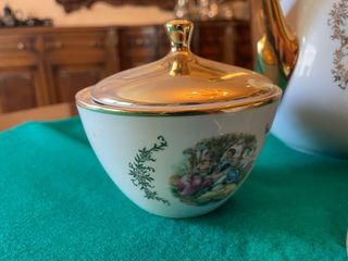 Juego de té porcelana vintage dorado