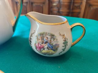 Juego de té porcelana vintage dorado