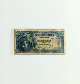 Billete Colombia 10 Pesos Oro 1958