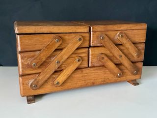 Costurero antiguo madera sobremesa grande