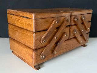 Costurero antiguo madera sobremesa grande