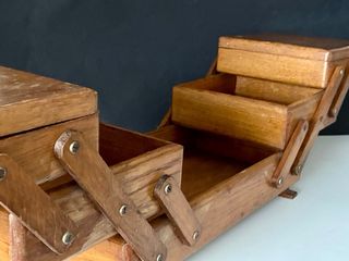 Costurero antiguo madera sobremesa grande