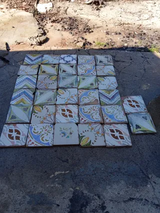 Azulejos hidráulicos vintage azul y verde