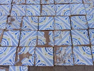 Azulejos hidráulicos vintage azul y verde