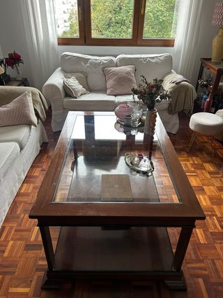 Mesa de centro madera y cristal