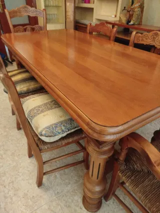 Mesa y 6 Sillas Comedor Pino Mexicano