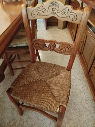 Mesa y 6 Sillas Comedor Pino Mexicano