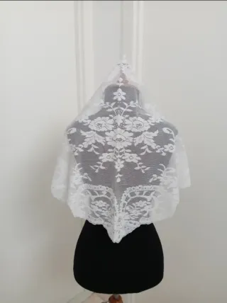Mantilla Fallera Niña Blanca Encaje
