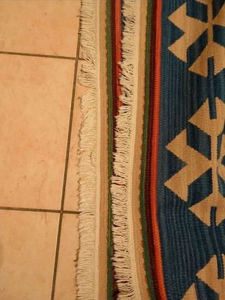 Tappeto Kilim Afghano Lana Blu Multicolore