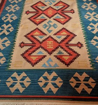 Tappeto Kilim Afghano Lana Blu Multicolore