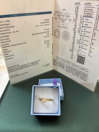 Anillo Oro 18k Diamante Natural 1.01ct VVS2