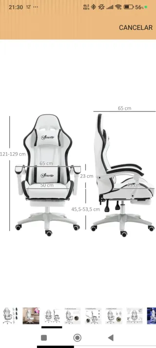 Silla Gaming Vinsetto Blanca