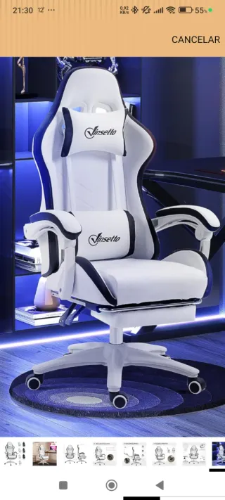 Silla Gaming Vinsetto Blanca