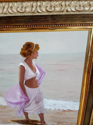 Óleo mujer y mar 90x78cm