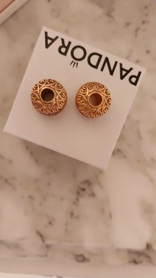 Lote 2 Charms Pandora Cristal Murano Oro