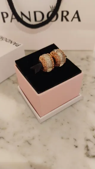 Lote 2 Charms Pandora Cristal Murano Oro