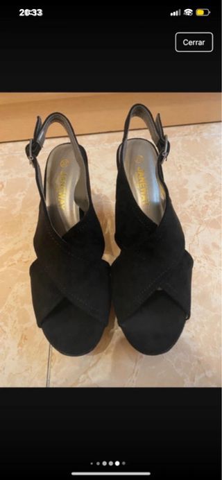 Sandalias negras plataforma tacón 36, 37, 39