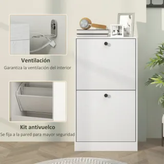 Zapatero 2 Cajones Abatibles Blanco