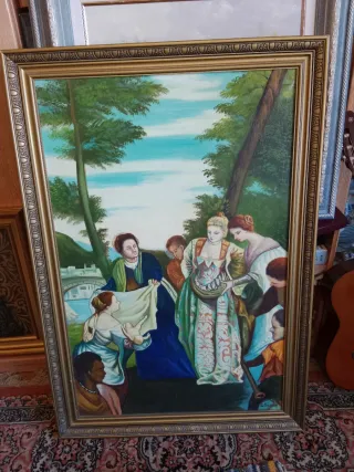 Cuadro Óleo Antiguo Moisés Gran Formato