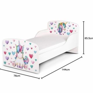 Cama infantil unicornio y corazones