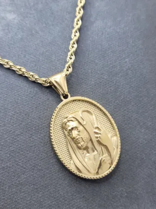 Medalla Acero Quirúrgico Chapado Oro Jesús