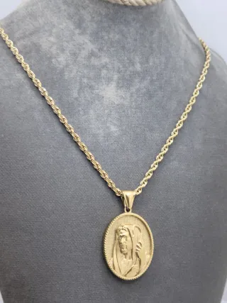 Medalla Acero Quirúrgico Chapado Oro Jesús