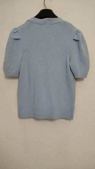 Jersey Stradivarius Celeste Manga Abullonada