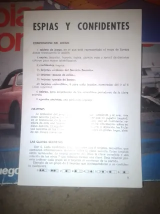 Juego Antiguo Espías y Confidentes Borras