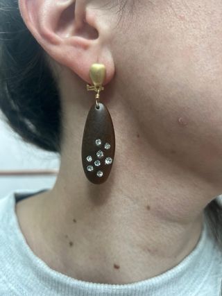 Pendientes Zara Marrones con Cristales Dorados