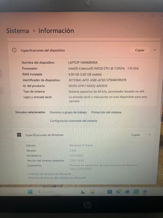 Portátil HP Plata y Dorado