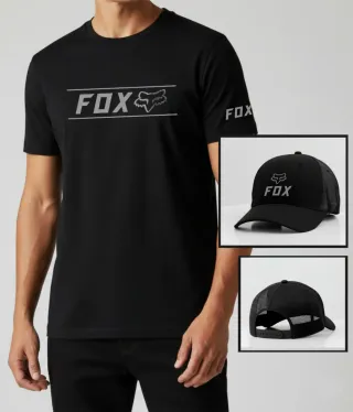 Pack Fox Camiseta y Gorra Negra