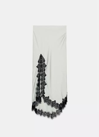 Falda Lencera con Puntilla Negra Zara