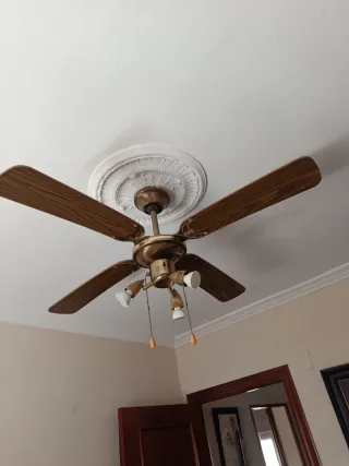 Lámpara Ventilador de Techo Madera y Metal