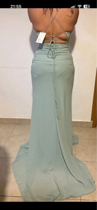 Vestido largo verde boda/bautizo