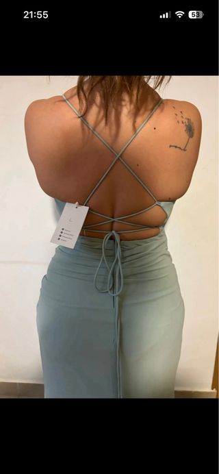 Vestido largo verde boda/bautizo