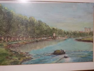 Cuadro Santiago Rosales Arda Río y Árboles