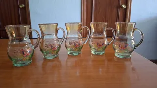Juego Jarra y Vasos Vidrio Mariposas