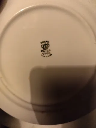 Vajilla porcelana antigua floral dorada