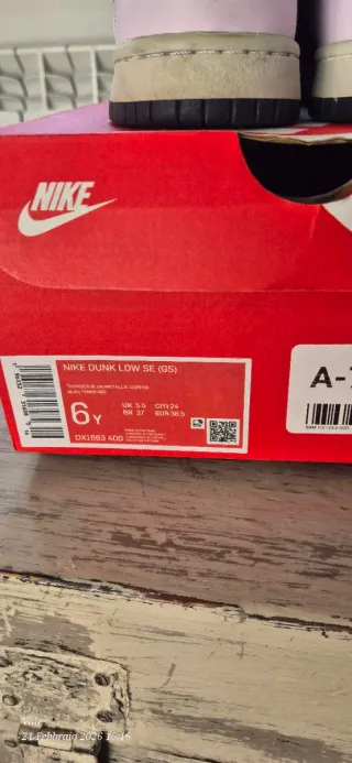 Nike Dunk Low SE (GS) 38.5 Lilla Bronzo Blu